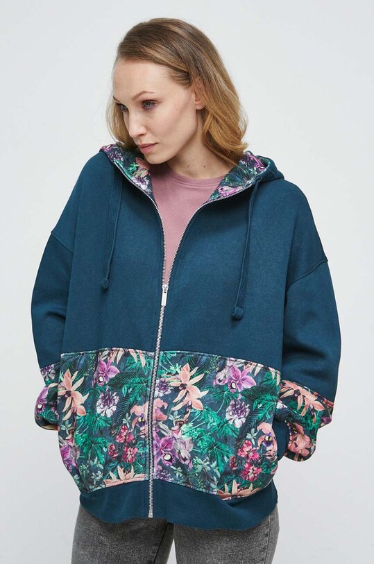 Bluza damska wzorzysta kolor zielony turkusowy RW23.BLD052