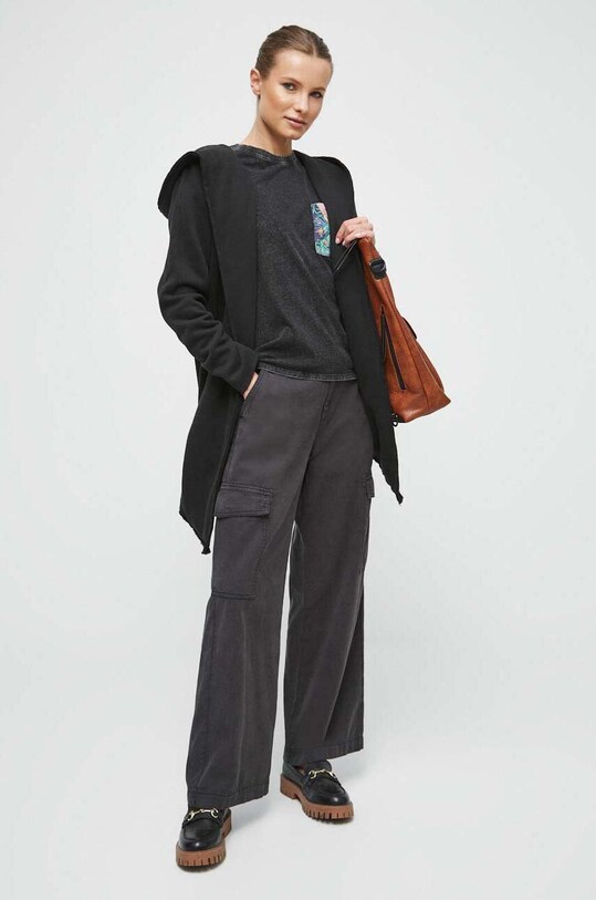 Bluza damska z nadrukiem kolor czarny RW23.BLD103 czarny RW23