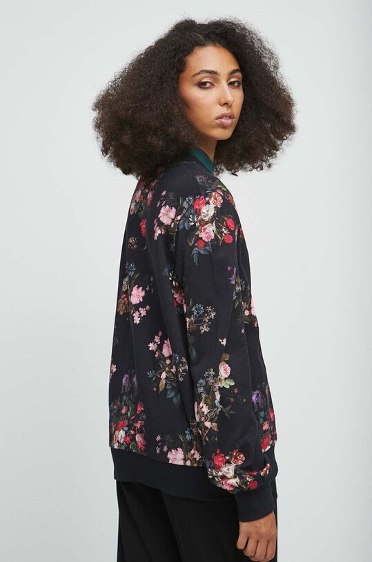 Odzież Bluza bawełniana damska w kwiaty kolor czarny RW23.BLD301 czarny