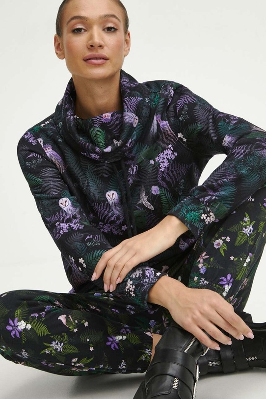 Bavlnená mikina dámska s kapucňou čierna farba s kapucňou čierna RW23.BLD802