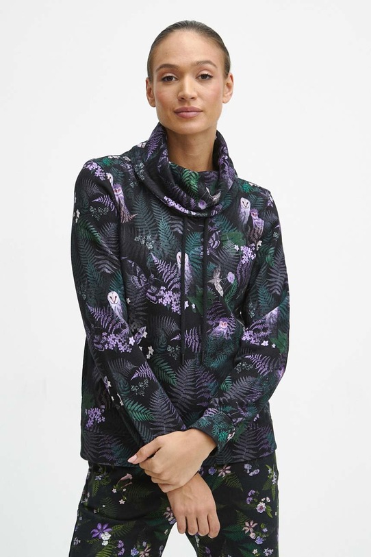 Bavlnená mikina dámska s kapucňou čierna farba čierna RW23.BLD802