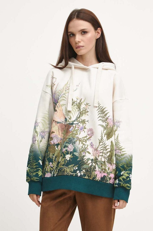 Bluza damska z nadrukiem kolor beżowy beżowy RW23.BLD804