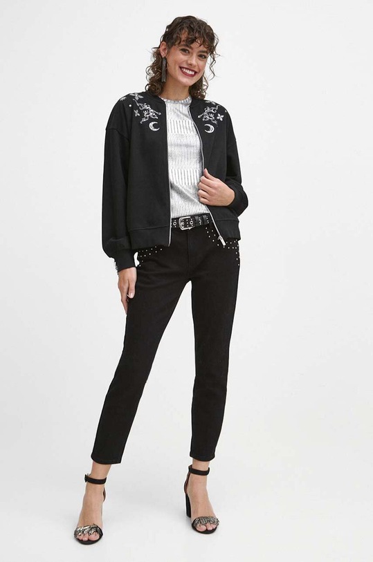 Bluza damska z aplikacją kolor czarny RW23.BLDA01 czarny RW23