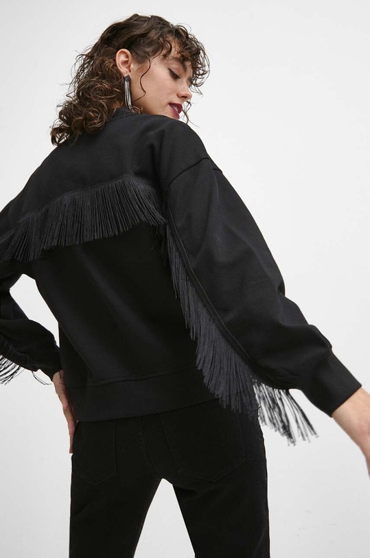 Odzież Bluza damska z aplikacją kolor czarny RW23.BLDA01 czarny