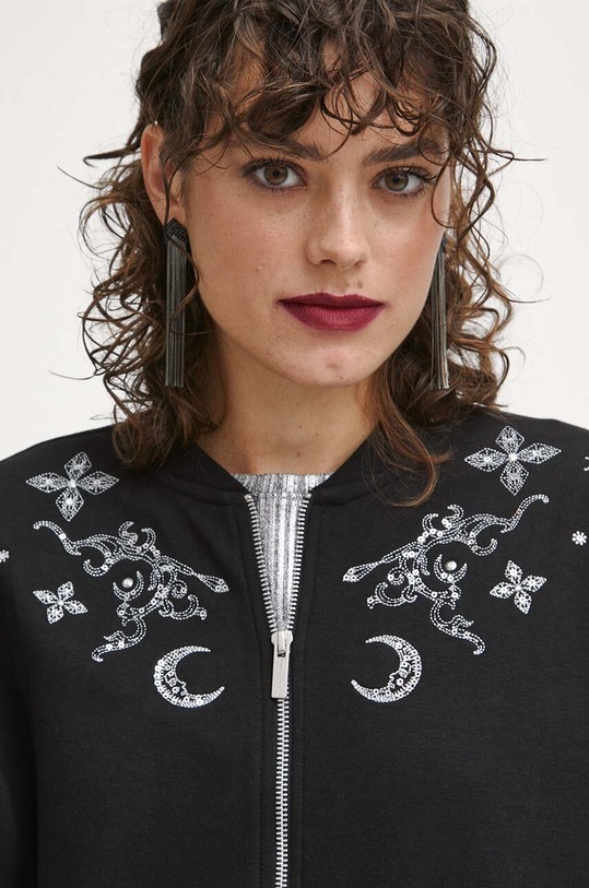 Bluza damska z aplikacją kolor czarny czarny RW23.BLDA01