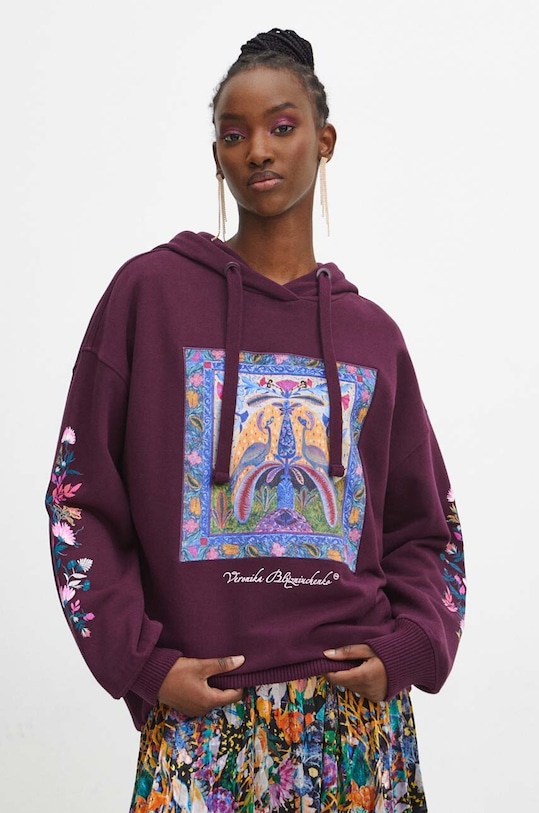 Bluza bawełniana damska z kolekcji Medicine x Veronika Blyzniuchenko kolor fioletowy RW23.BLDB50 fioletowy RW23