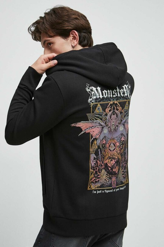 Mikina pánska čierna farba s kapucňou čierna RW23.BLM402