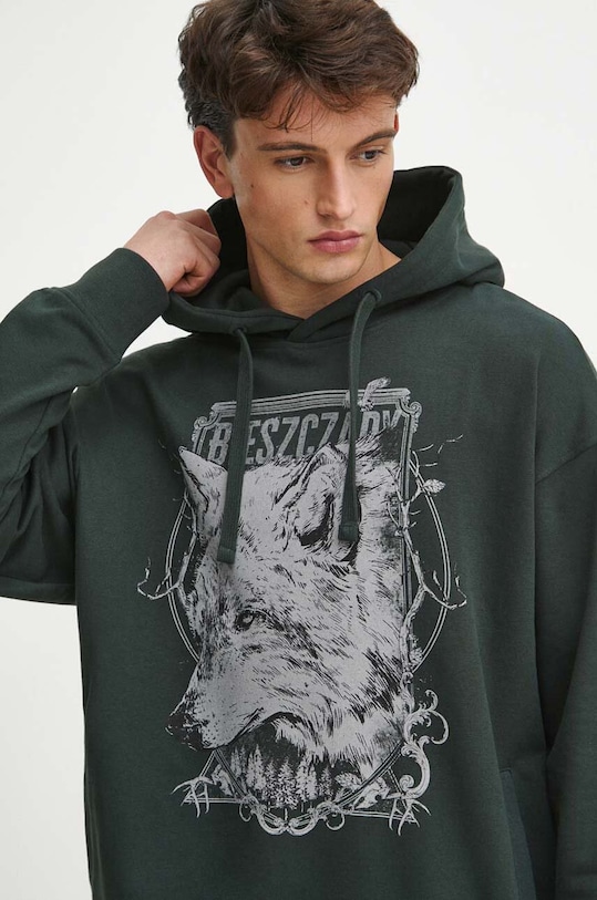 Mikina pánska zelená farba s kapucňou zelená RW23.BLM905