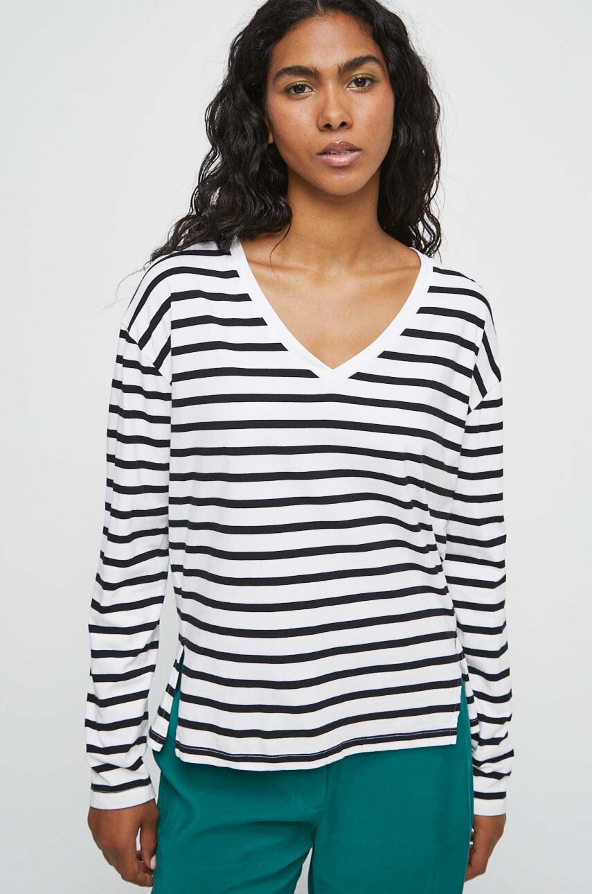 Longsleeve bawełniany damski kolor biały RW23.BUD020 biały RW23