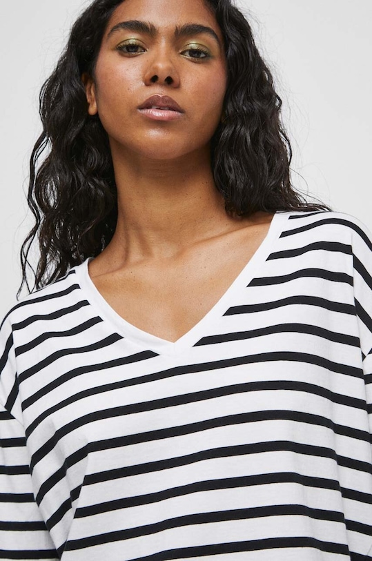 Bavlněné tričko s dlouhým rukávem bílá barva bílá RW23.BUD020