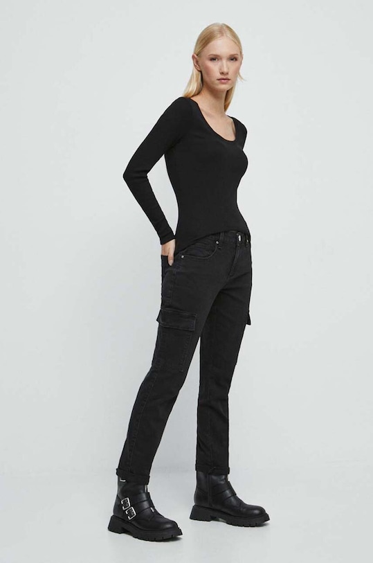 Longsleeve damski prążkowany kolor czarny RW23.BUD051 czarny RW23