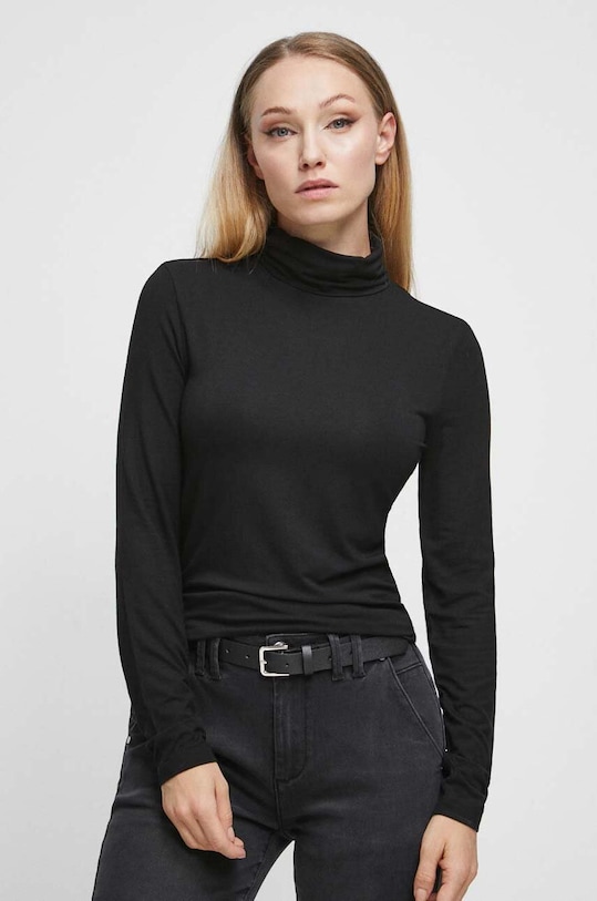 Tričko s dlhým rukávom dámske čierna farba s elastanom čierna RW23.BUD062