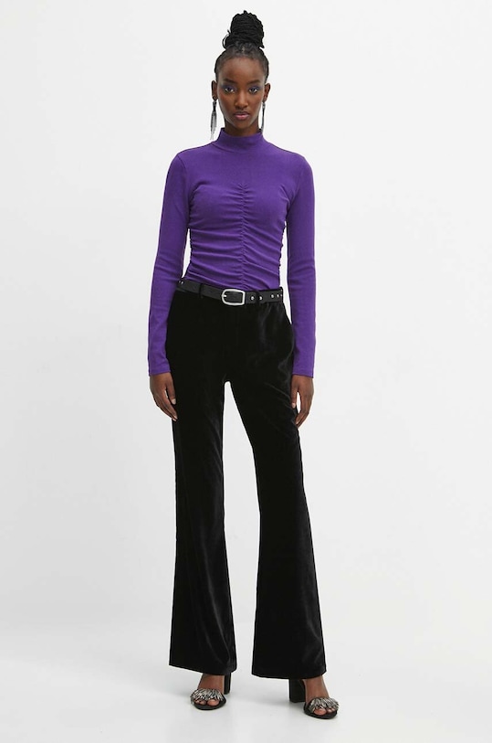 Longsleeve bawełniany damski gładki kolor fioletowy RW23.BUD800 fioletowy RW23