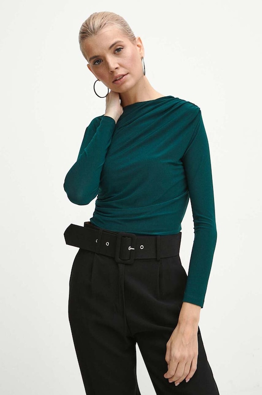 Longsleeve damski gładki kolor zielony pozostałe turkusowy RW23.BUD870