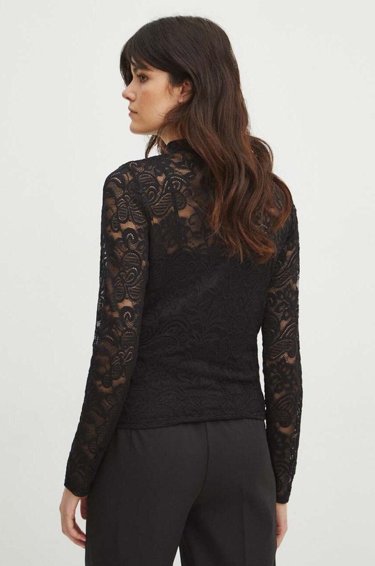 Odzież Longsleeve damski z koronkowego materiału kolor czarny RW23.BUDC00 czarny