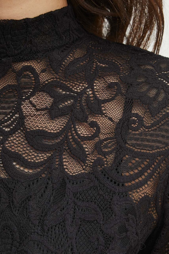Longsleeve damski z koronkowego materiału kolor czarny RW23.BUDC00 czarny