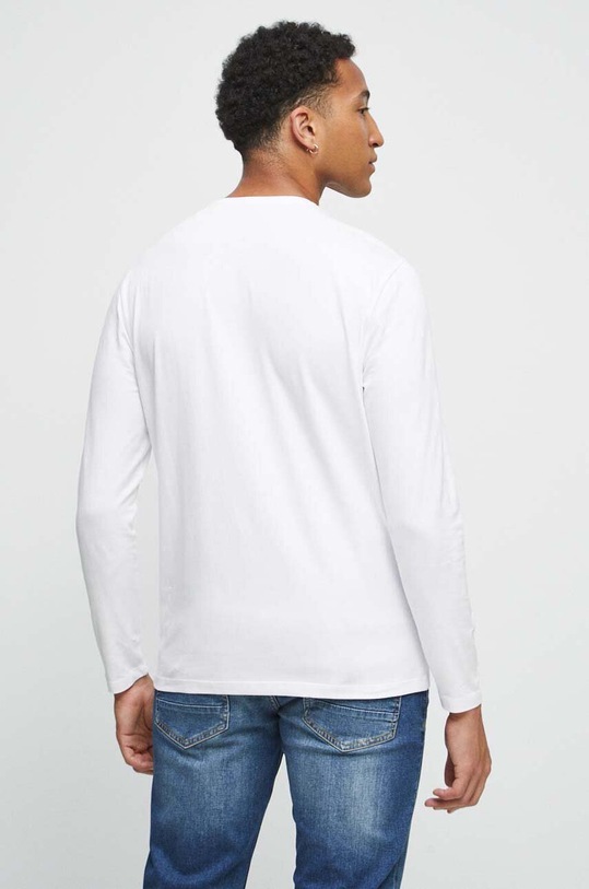 Odzież Longsleeve bawełniany męski gładki z domieszką elastanu kolor biały RW23.BUM030 biały