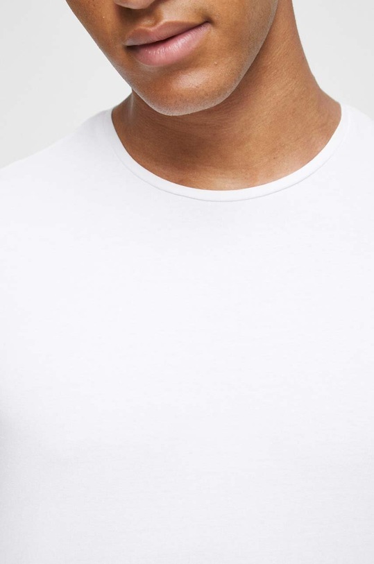 Longsleeve bawełniany męski gładki z domieszką elastanu kolor biały biały RW23.BUM030