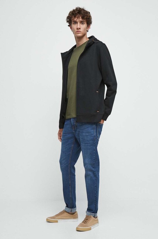 Longsleeve bawełniany męski gładki z domieszką elastanu kolor zielony RW23.BUM030 zielony RW23