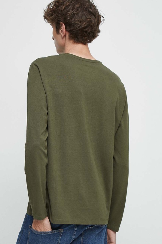 Odzież Longsleeve bawełniany męski gładki z domieszką elastanu kolor zielony RW23.BUM030 zielony
