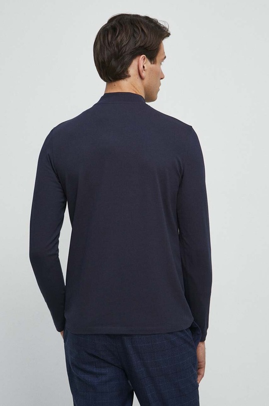 Odzież Longsleeve bawełniany męski gładki z domieszką elastanu kolor granatowy RW23.BUM060 granatowy