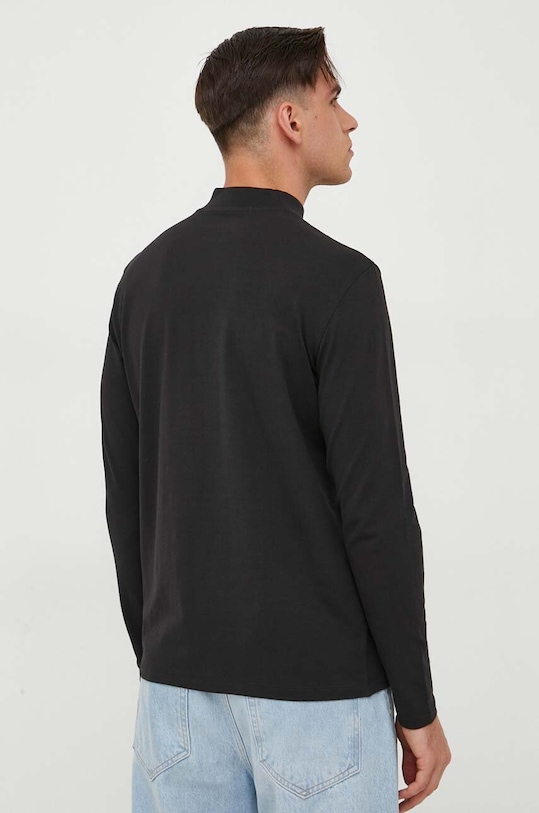 Odzież Longsleeve bawełniany męski gładki z domieszką elastanu kolor czarny RW23.BUM060 czarny