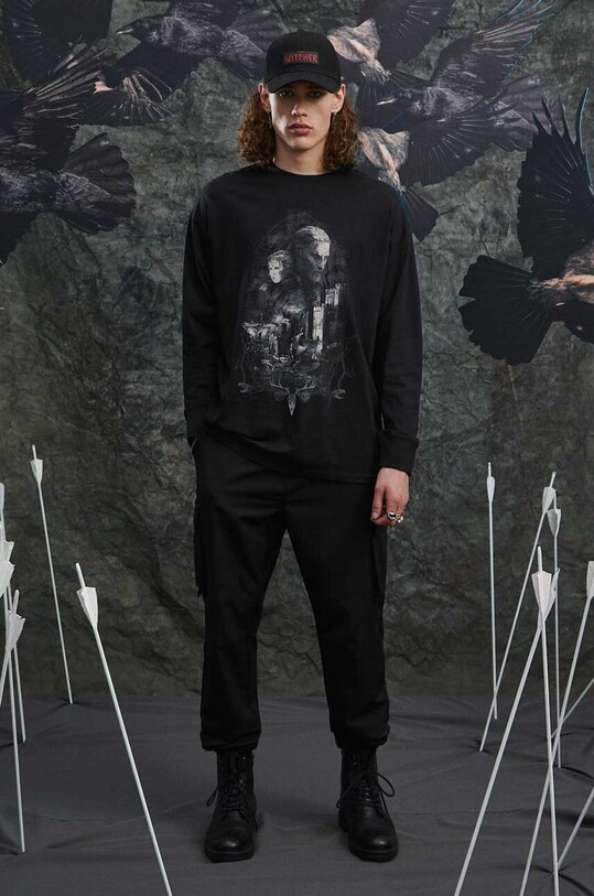 Odzież Longsleeve męski z kolekcji The Witcher x Medicine kolor czarny RW23.BUM950 czarny