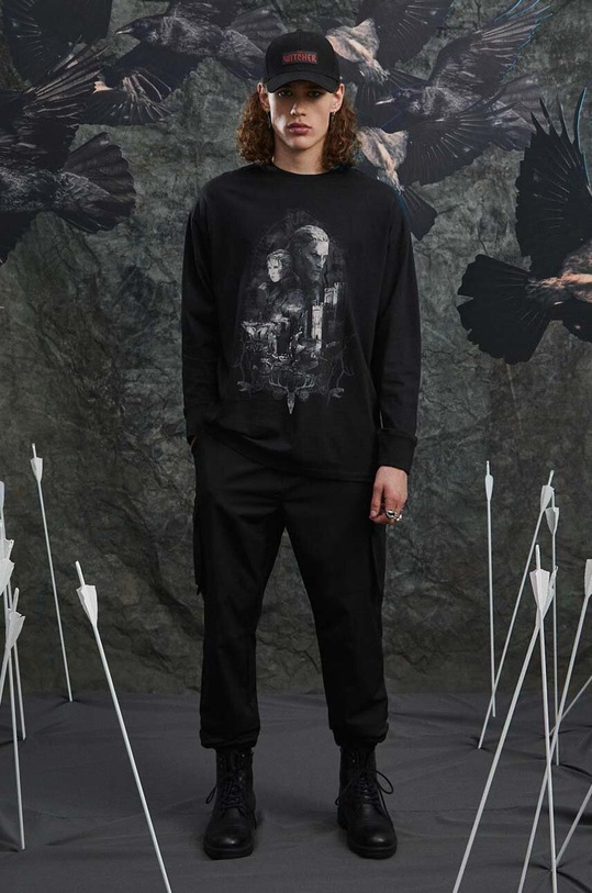 Odzież Longsleeve męski z kolekcji The Witcher x Medicine kolor czarny RW23.BUM950 czarny