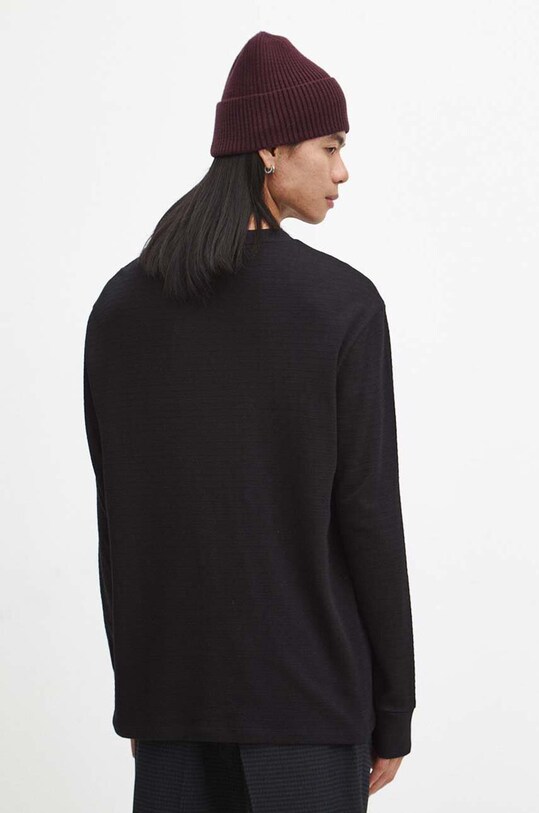Odzież Longsleeve bawełniany męski z fakturą kolor czarny RW23.BUMB01 czarny