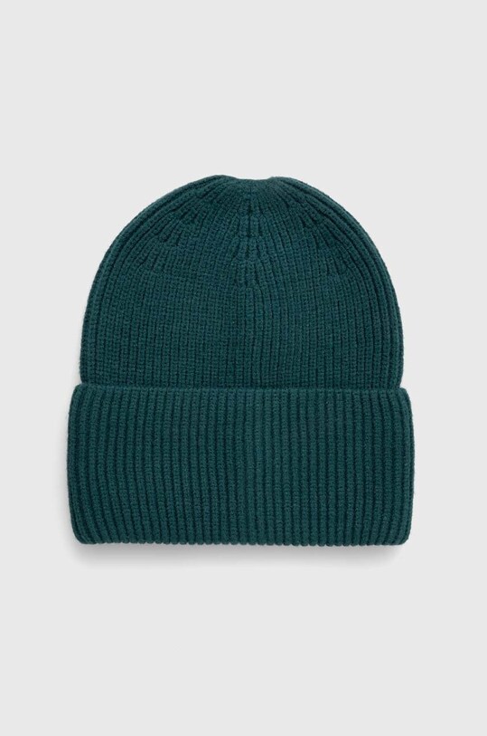Czapka damska beanie prążkowana z wiskozą kolor zielony średniej grubości turkusowy RW23.CAD050