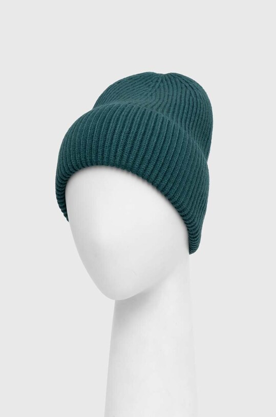 Akcesoria Czapka damska beanie prążkowana z wiskozą kolor zielony RW23.CAD050 turkusowy