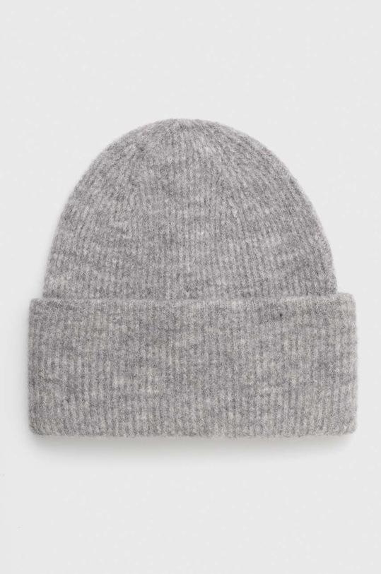 Czapka beanie z domieszką wełny kolor szary średniej grubości szary RW23.CAD070