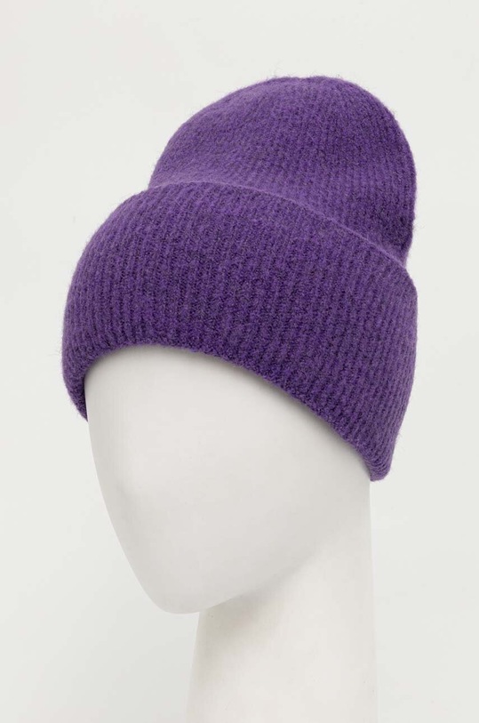 Čiapka s prímesou vlny dámska beanie fialová farba fialová RW23.CAD080