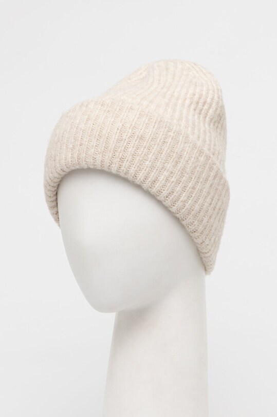 Akcesoria Czapka damska beanie prążkowana kolor beżowy RW23.CAD081 beżowy