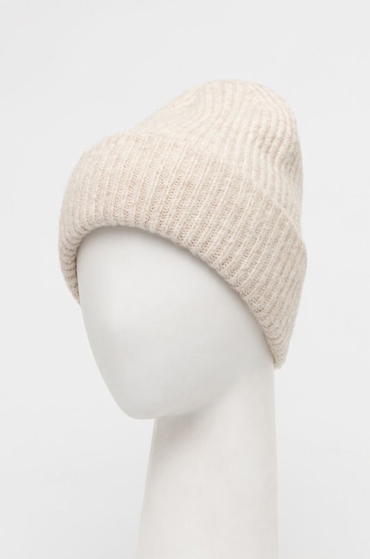Doplnky Čiapka dámska beanie z rebrovaného úpletu béžová farba RW23.CAD081 béžová