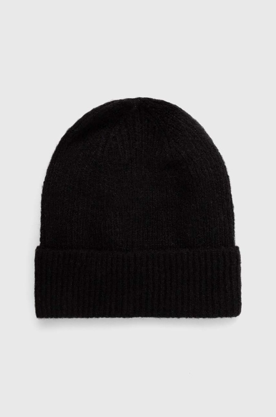 Czapka damska beanie prążkowana z włóknem metalicznym kolor czarny średniej grubości czarny RW23.CAD502