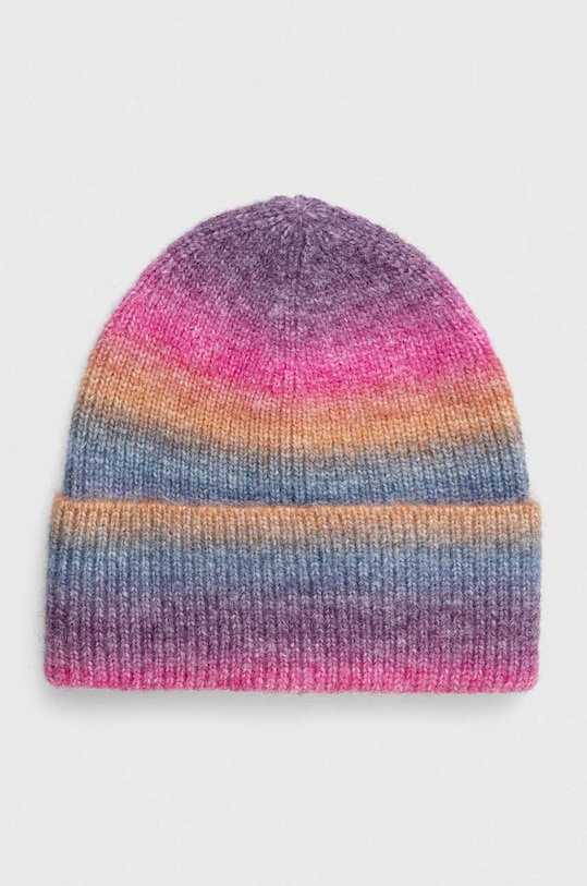 Czapka beanie z domieszką wełny prążkowana kolor multicolor wzorzyste multicolor RW23.CAD506