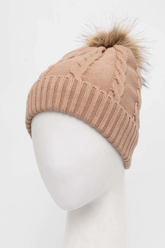 Czapka damska beanie z pomponem kolor beżowy RW23.CAD800 beżowy RW23