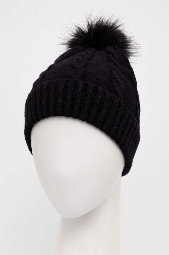 Akcesoria Czapka damska beanie z pomponem kolor czarny RW23.CAD800 czarny
