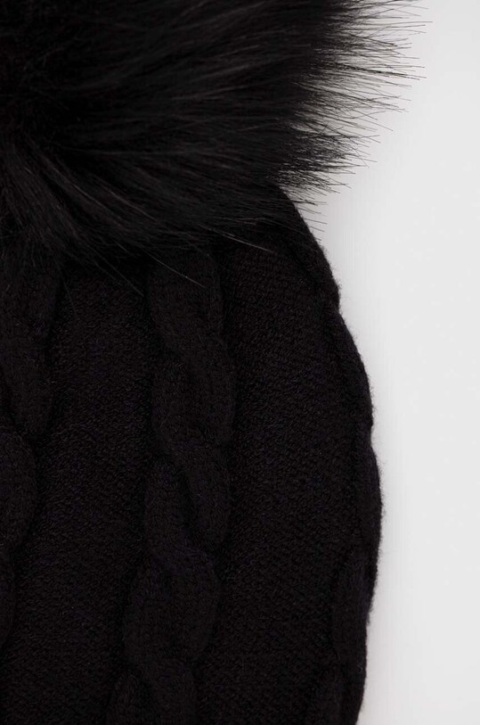 Czapka damska beanie z pomponem kolor czarny czarny RW23.CAD800