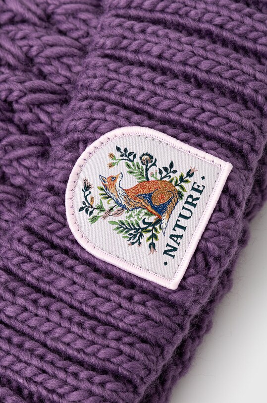 Czapka damska beanie z pomponem kolor fioletowy fioletowy RW23.CAD806