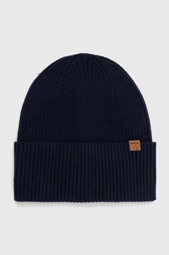 Czapka męska beanie prążkowana z wiskozą kolor granatowy średniej grubości granatowy RW23.CAM051