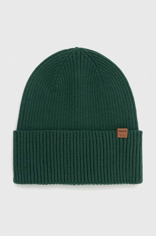 Czapka męska beanie prążkowana z wiskozą kolor zielony średniej grubości zielony RW23.CAM051