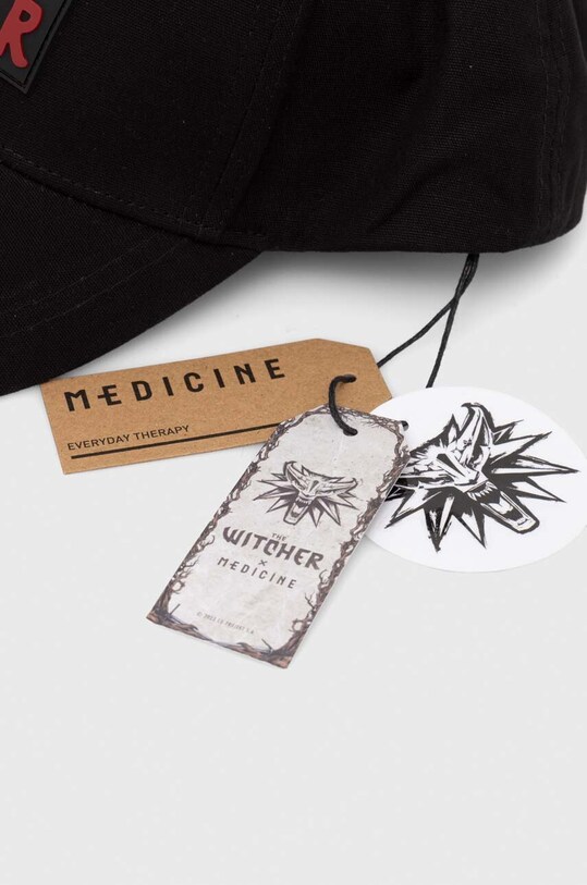 Czapka z daszkiem męska z kolekcji The Witcher x Medicine kolor czarny RW23.CAM951