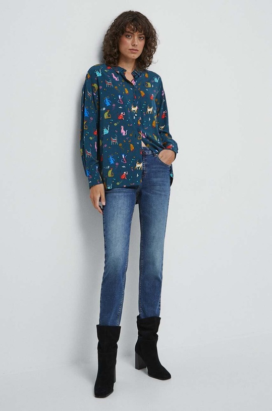 Koszula damska wzorzysta kolor turkusowy RW23.KDD051 turkusowy RW23