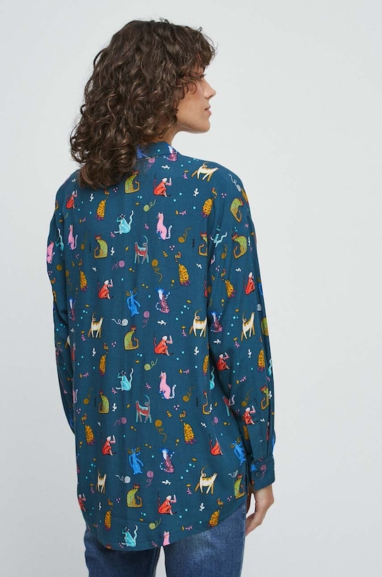 Odzież Koszula damska wzorzysta kolor turkusowy RW23.KDD051 turkusowy