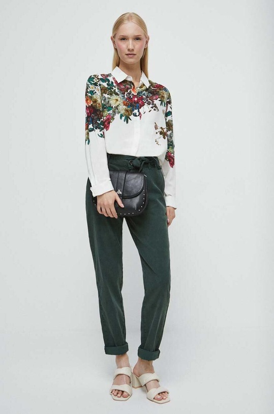 Koszula damska wzorzysta kolor beżowy casual beżowy RW23.KDD300