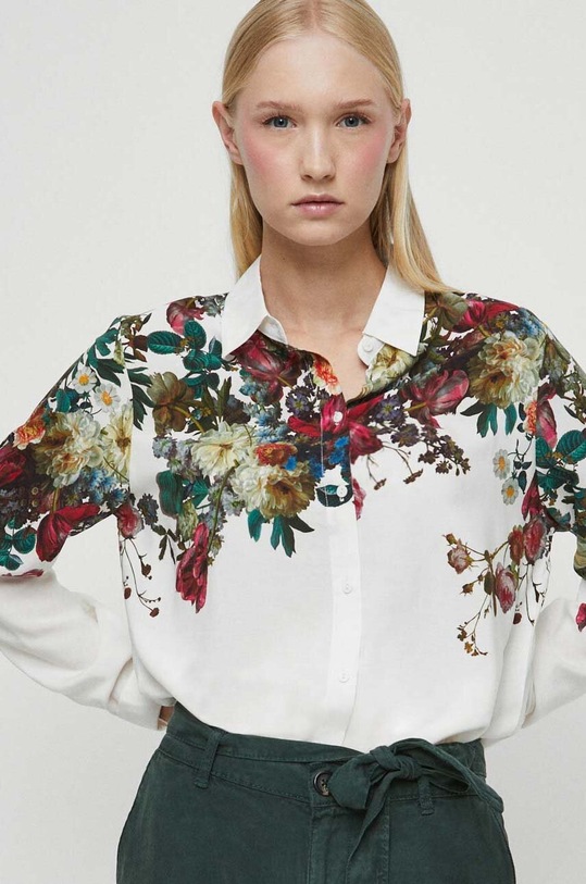 Koszula damska wzorzysta kolor beżowy beżowy RW23.KDD300