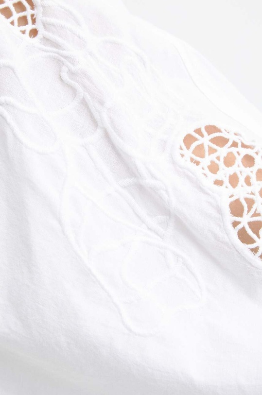 Koszula bawełniana damska z ozdobnymi rękawami kolor biały RW23.KDD875 biały