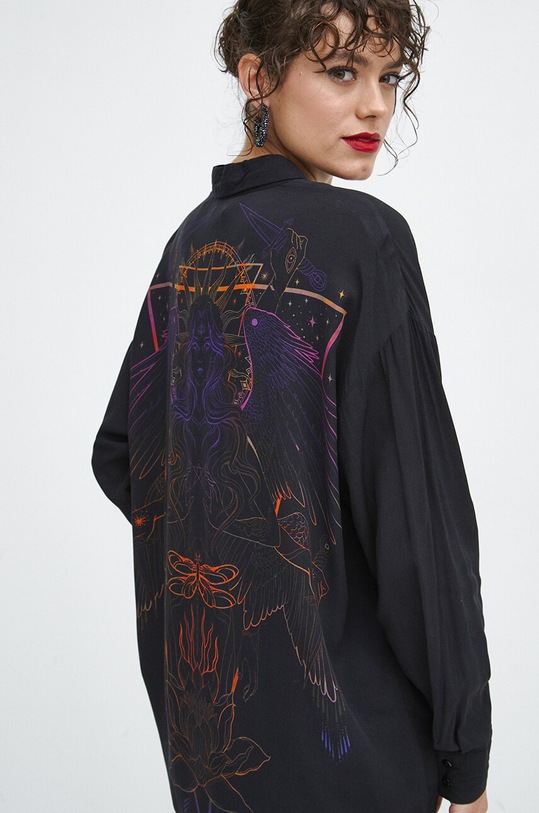 Koszula damska z nadrukiem kolor czarny casual czarny RW23.KDDA00